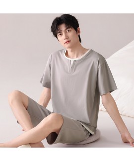100% Cotton Men's Summer Pajama Set Short Sleeve S...