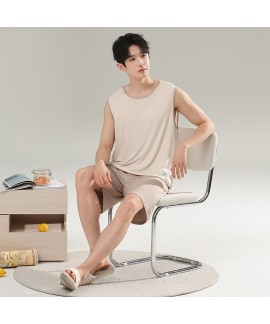 Men's Modal Cotton Vest Sleepwear Set - Casual Lounge Shorts & Tank Top for Summer