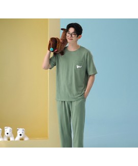 Ultra-Soft Men's Summer Pajama Set - Cooling Cotton Modal Short Sleeve & Long Pants Loungewear