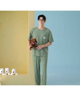 Ultra-Soft Men's Summer Pajama Set - Cooling Cotton Modal Short Sleeve & Long Pants Loungewear