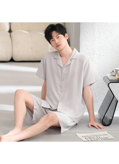 Cloud Cotton Men's Sleepwear Set Short Sleeve Shorts Two-Piece Lounge Set for Men