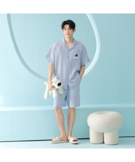 A-Grade Cotton Double-Layer Gauze Men's Short Slee...