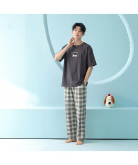 Antibacterial Cotton Men's Short Sleeve Pajama Set...
