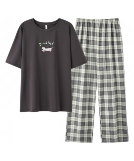 Antibacterial Cotton Men's Short Sleeve Pajama Set - Breathable Spring & Summer Loungewear