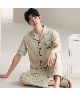 100% Cotton Men's Sleepwear Set: Short Sleeve Card...