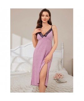 Minimalist V-Neck Camisole Nightdress Sleeveless Milk Silk Sleepshirt Sexy Strappy Loungewear Dress For Women