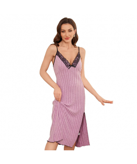 Minimalist V-Neck Camisole Nightdress Sleeveless Milk Silk Sleepshirt Sexy Strappy Loungewear Dress For Women