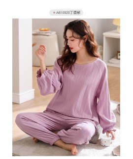 2022 new PJS for women 100 % cotton spring long sleeve trousers set