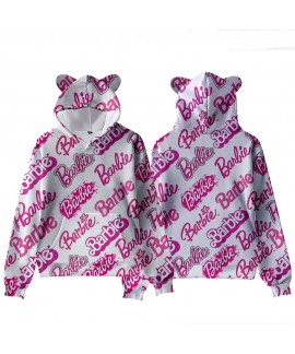 "Barbie" Live Version COS Digital Printing Casual Cute Cat Ears Sweatshirt