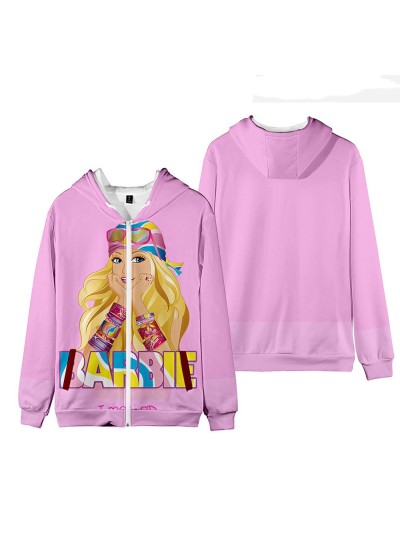 3D Movie Barbie Princess Barbie Fashion Pullover Hooded Zipper Sweatshirt Barbie pyjamas For Adults And Children