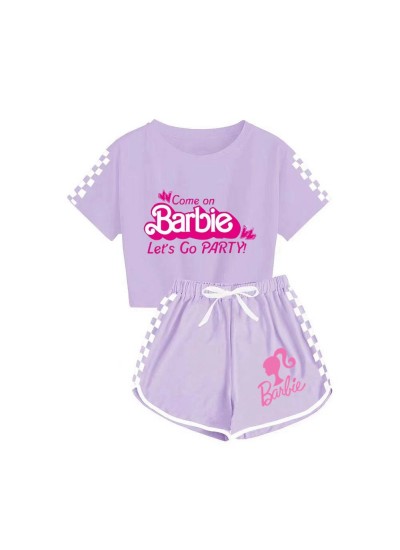 Summer Barbie 100-170 Girls' T-shirt Shorts Sports Pajamas Barbie Pajamas Suits