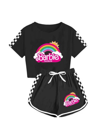 Summer Movie Barbie 100-170 Girls' T-shirt Shorts Sports Pajamas Barbie Pajamas Suits