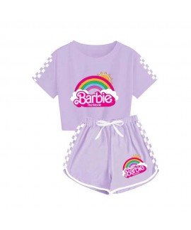Summer Movie Barbie 100-170 Girls' T-shirt Shorts Sports Pajamas Barbie Pajamas Suits