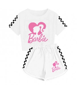 Barbie Summer Pajamas Sets The Movie Barbie 100-170 Girls' T-shirt Shorts Sports Pajamas Suits