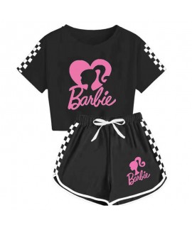 Barbie Summer Pajamas Sets The Movie Barbie 100-170 Girls' T-shirt Shorts Sports Pajamas Suits