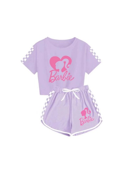 Barbie Summer Pajamas Sets The Movie Barbie 100-170 Girls' T-shirt Shorts Sports Pajamas Suits