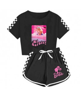 Barbie Printing Pajamas Sets The Movie Barbie 100-170 Girls' T-shirt Shorts Sports Pajamas Suit