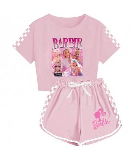 Barbie Summer Pajamas Sets The Movie Barbie 100-170 Girls' T-shirt Shorts Sports Pajamas Suit