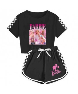 Barbie Summer Pajamas Sets The Movie Barbie 100-170 Girls' T-shirt Shorts Sports Pajamas Suit