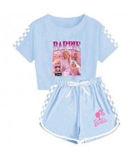 Barbie Summer Pajamas Sets The Movie Barbie 100-170 Girls' T-shirt Shorts Sports Pajamas Suit