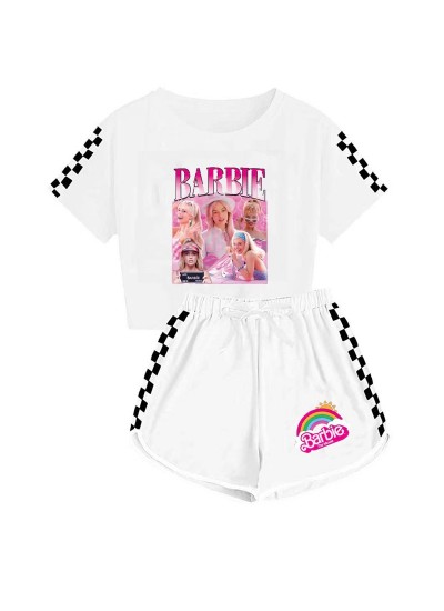 Barbie The Movie Barbie 100-170 Girls' T-shirt Shorts Sports Pajamas Suit