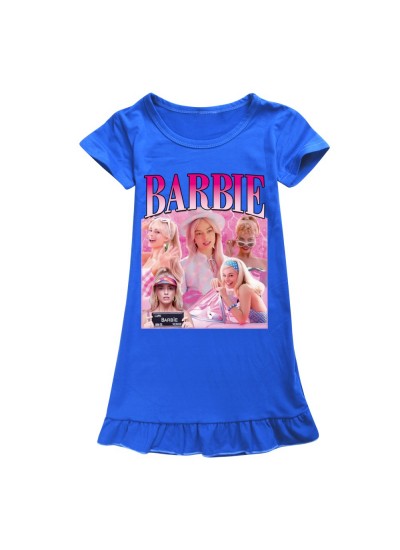 Barbie Pyjamas Barbie Doll Girls Ice Silk Short-sleeved Pajamas Nightgown Barbie Pajamas Home Wear Skirt