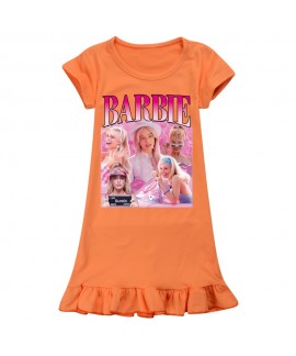 Barbie Pyjamas Barbie Doll Girls Ice Silk Short-sleeved Pajamas Nightgown Barbie Pajamas Home Wear Skirt