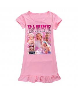 Barbie Pyjamas Barbie Doll Girls Ice Silk Short-sleeved Pajamas Nightgown Barbie Pajamas Home Wear Skirt