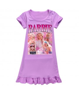 Barbie Pyjamas Barbie Doll Girls Ice Silk Short-sleeved Pajamas Nightgown Barbie Pajamas Home Wear Skirt
