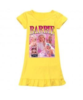 Barbie Pyjamas Barbie Doll Girls Ice Silk Short-sleeved Pajamas Nightgown Barbie Pajamas Home Wear Skirt