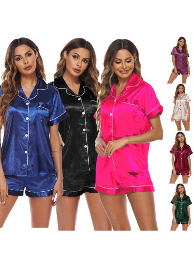 Bridesmaid Pjs Ice Silk Pajamas Women's Long Short Sleeve Silk Plus Size Pajamas