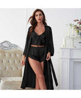 Bride Pajamas Set Ice Silk Pajama Robe Casual Comfort Jacket Simulated Silk Bathrobe