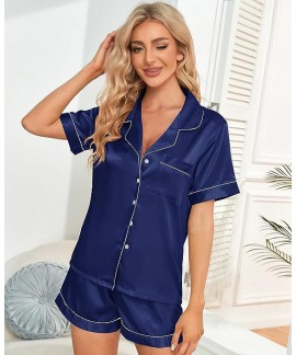 Bridesmaid Pjs Ice Silk Pajamas Women's Long Short Sleeve Satin Plus Size Pajamas Home Clothes