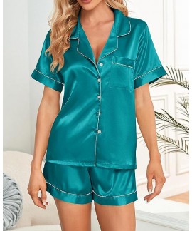 Bridesmaid Pjs Ice Silk Pajamas Women's Long Short Sleeve Satin Plus Size Pajamas Home Clothes