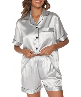 Bridesmaid Pjs Ice Silk Pajamas Women's Long Short Sleeve Satin Plus Size Pajamas Home Wear
