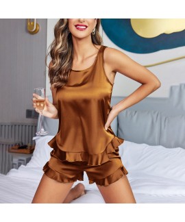 Bridesmaid Pjs Ice Silk Women's Short Sleeve Camisole Pajamas Lounge Wear Shorts Set