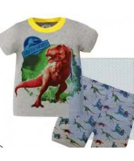 Boys Summer Cartoon Dinosaur Print Short Sleeve Pajamas Set Kids' Dinosaur Pajamas