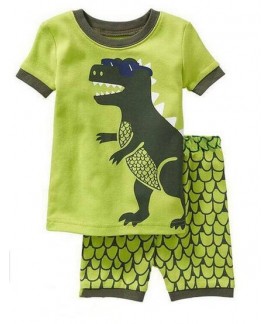 Boys Summer Cartoon Dinosaur Print Short Sleeve Pajamas Set Kids' Dinosaur Pajamas