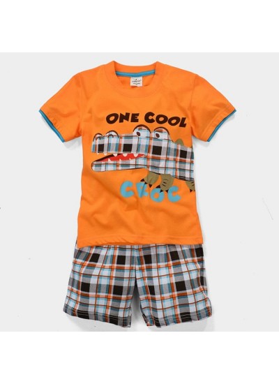 Boys Summer Cartoon Dinosaur Print Short Sleeve Pajamas Set Kids' Dinosaur Pajamas