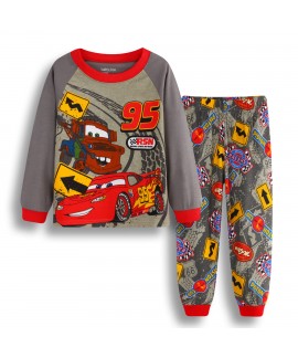 Cartoon Lightning Mcqueen Long Sleeve Trousers Pajamas Set Cars Lightning Mcqueen Pajamas