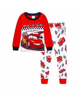 Cartoon Lightning Mcqueen Long Sleeve Trousers Pajamas Set Cars Lightning Mcqueen Pjms