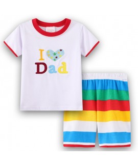 I Love Dad/Mom Cartoon Pjamas Children's Summer Sh...