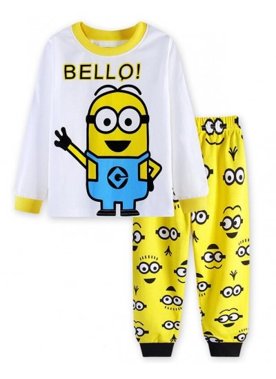 Minions Kids' Cartoon Pajamas Le Buddies Minions Long Sleeved Cotton Pajamas Sets