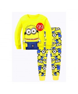 Minions Kids' Cartoon Pajamas Le Buddies Minions Long Sleeved Cotton Pajamas Sets