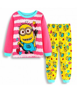 Minions Kids' Cartoon Pajamas Le Buddies Minions Long Sleeved Cotton Pajamas Sets