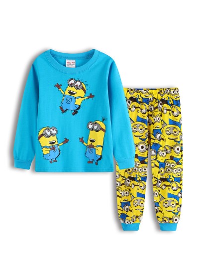 Minions Cartoon Pajamas Le Buddies Minions Long Sleeved Cotton Kids' Pajamas Sets