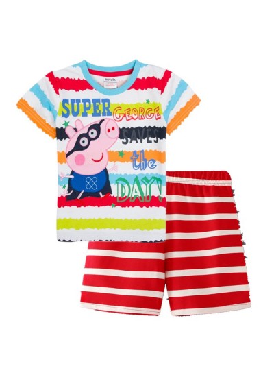 Peppa Pig Cartoon Short-sleeved Children's Pajamas Peppa Pig T-shirt Pajamas Set