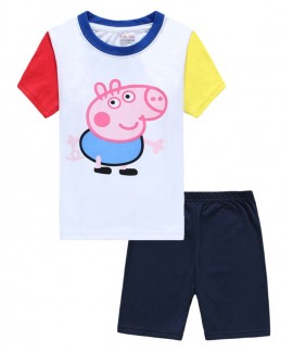 Peppa Pig Cartoon Short-sleeved Children's Pajamas Peppa Pig T-shirt Pajamas Set