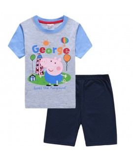 Peppa Pig Cartoon Short-sleeved Children's Pajamas Peppa Pig T-shirt Pajamas Set