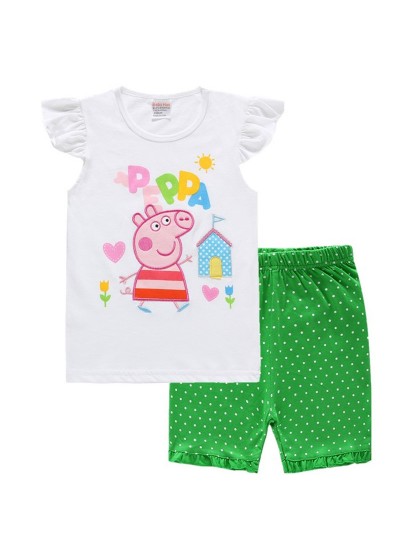 Peppa Pig Cartoon Short-sleeved Children's Pajamas Peppa Pig T-shirt Pajamas Sets